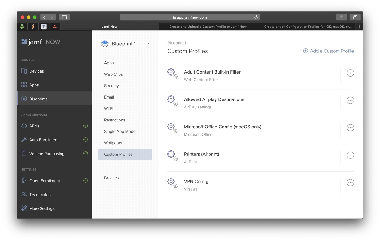Create and Upload a Custom Profile to Jamf Now