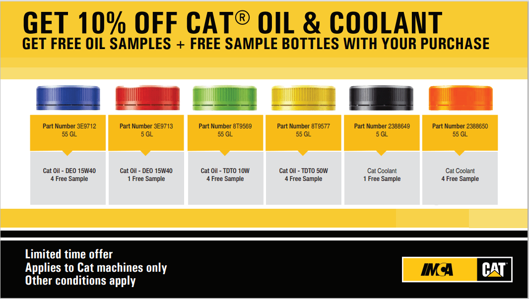 Get 10 OFF Cat® oil and coolant IMCACAT JAM