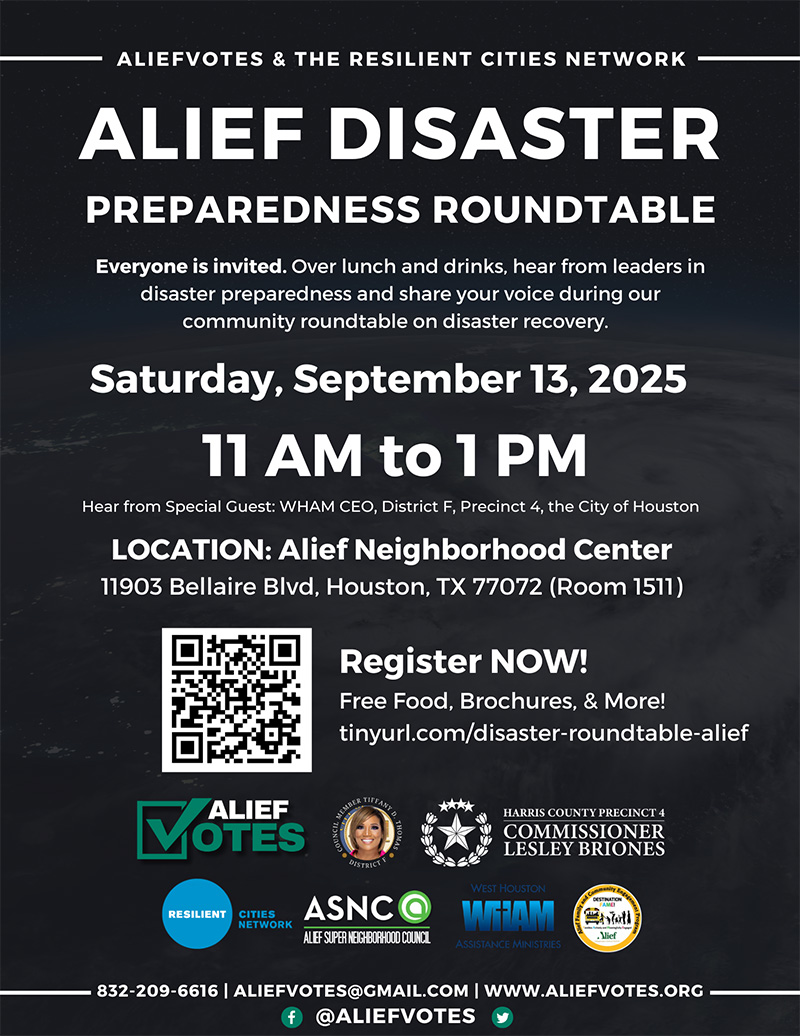 Alief Disaster Preparedness Roundtable, Sept. 13 International