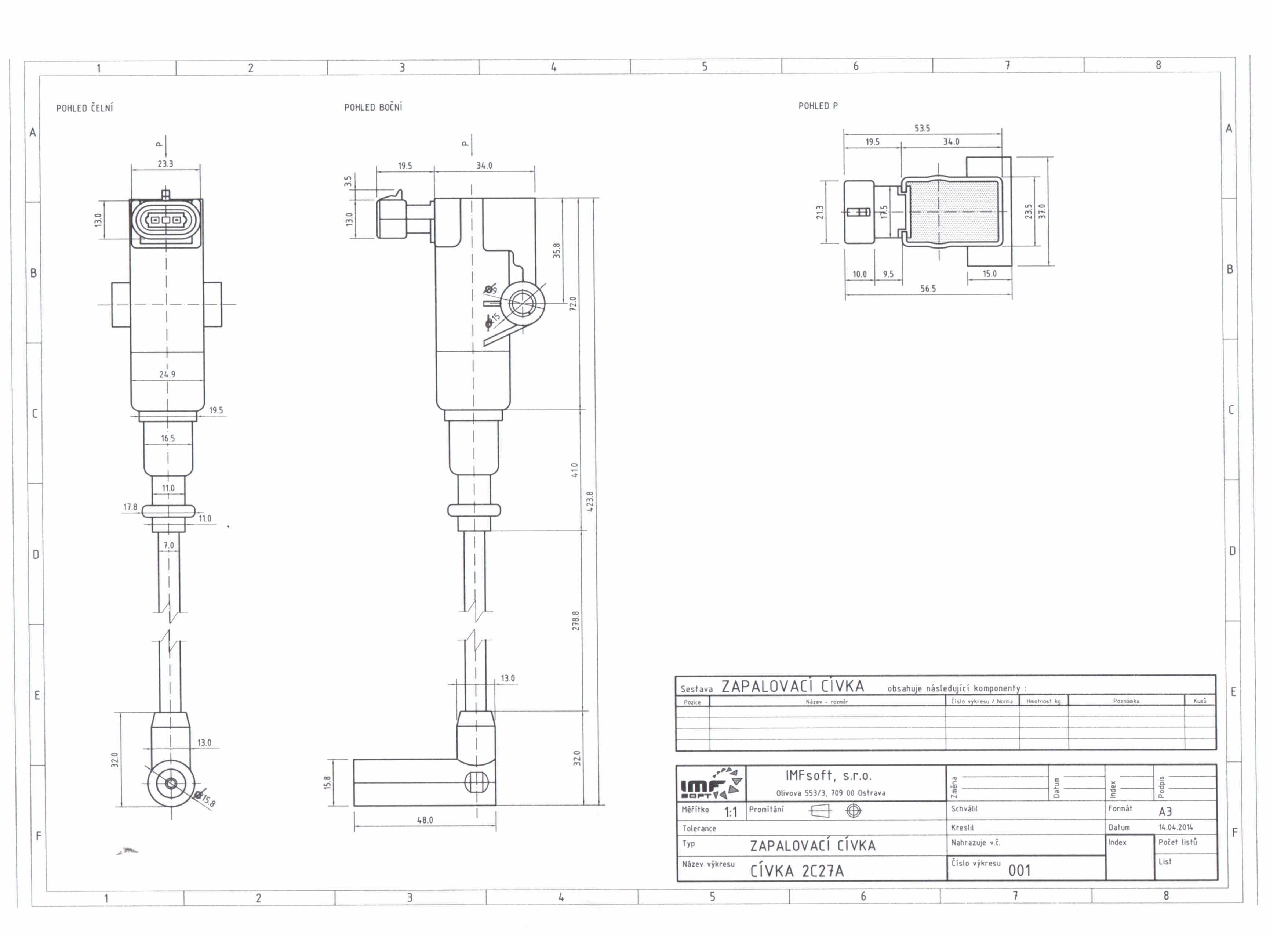 Inductive ignition coil I02 (TCI) IMFsoft, s.r.o.