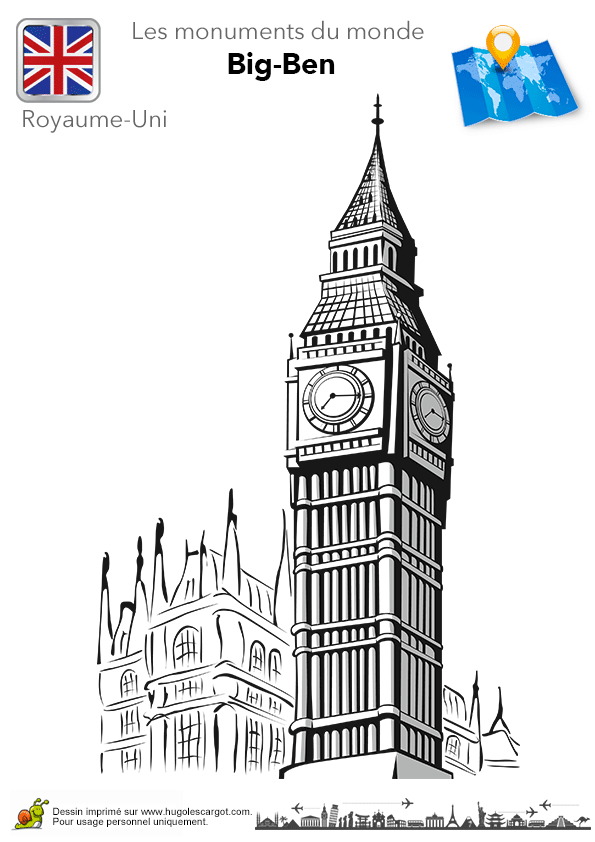 Coloriage royaume uni big ben sur