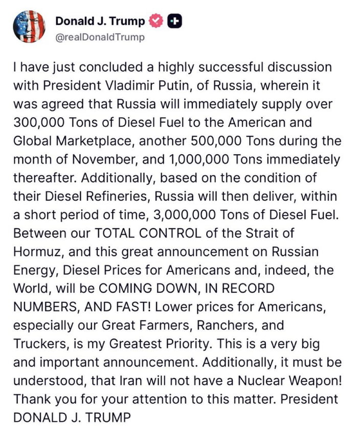 Following the news of the agreement between the US and Russia, Russian markets swiftly surged upward. MAGA, right?