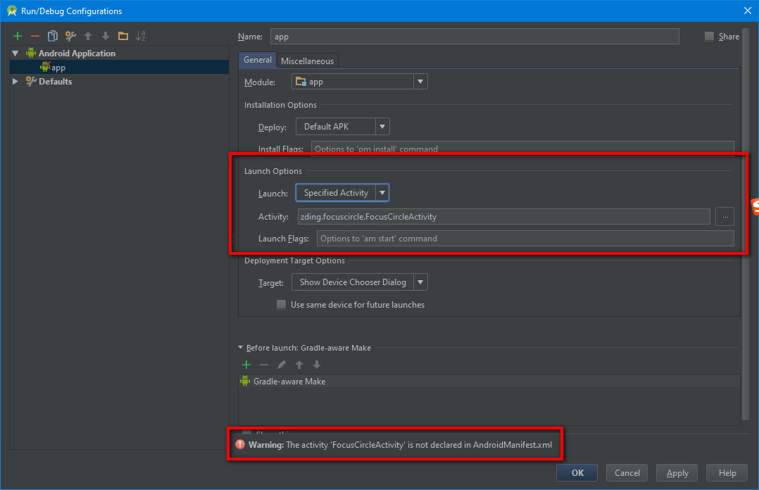 Andriod安卓 Could not identify launch activity Default Activity not