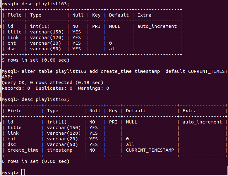 向mysql数据表中添加字段creat_time时，遇到关于CURRENT_TIMESTAMP的问题_createtime currentCSDN博客