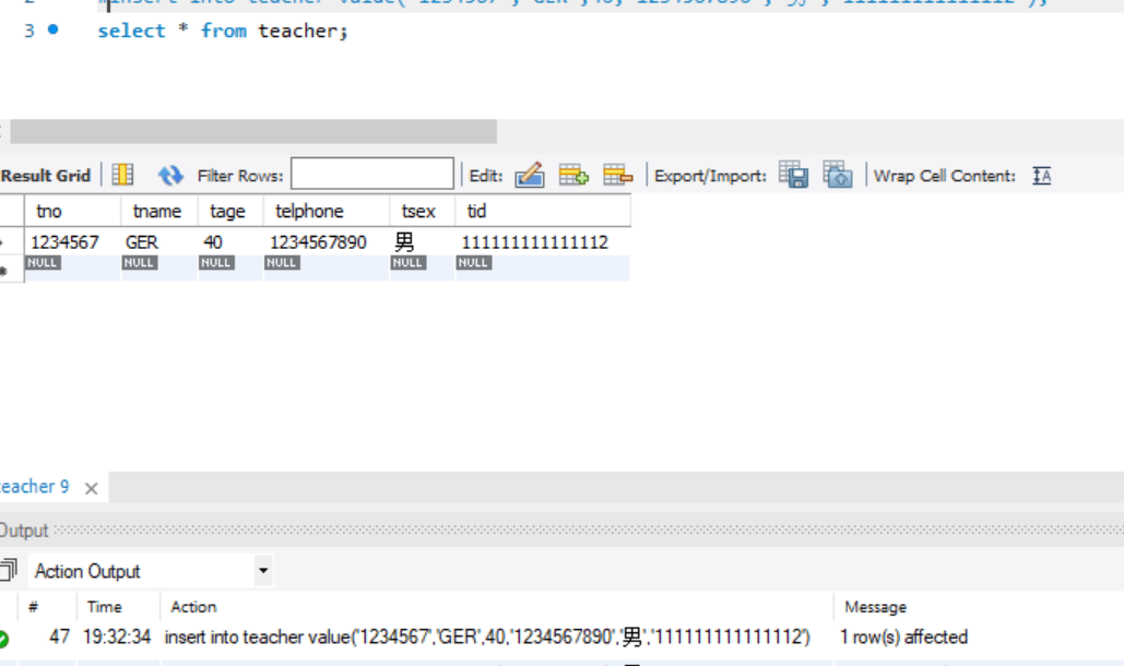 数据库实验11 SQL语言数据库完整性_创建一个教工表 teacher(tno, tname, tadd, teiphone, tsex