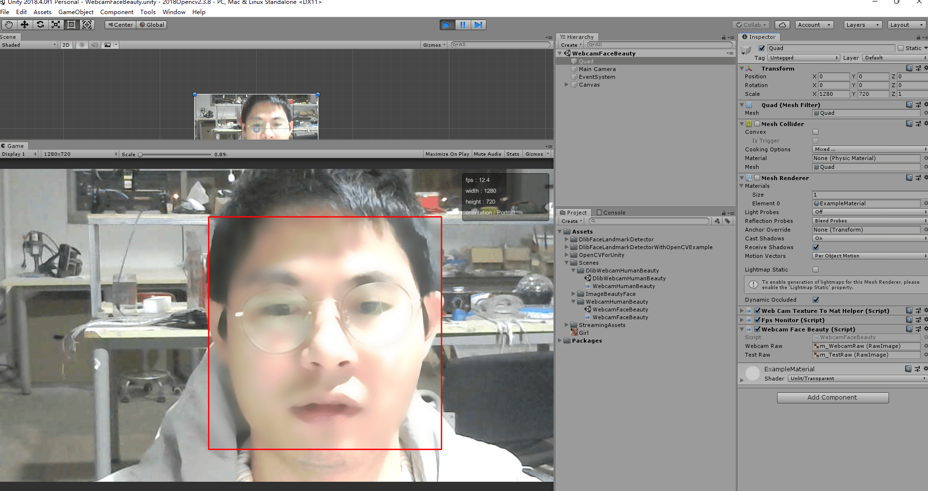 Unity Opencv摄像头实时美颜 二 码农家园