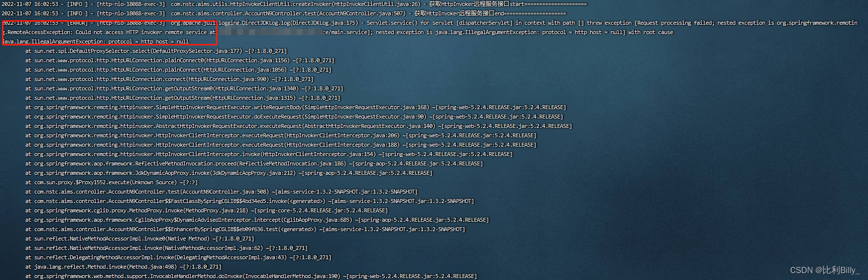 java.lang.IllegalArgumentExceptionprotocol = http host = null_java