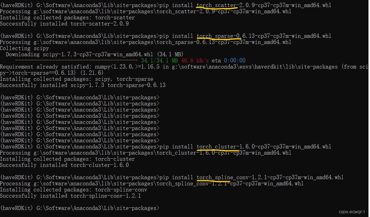 python版本3.7情况下安装rdkit，torch_geometric，numpy的过程_python3.7应该安装哪个torchCSDN博客