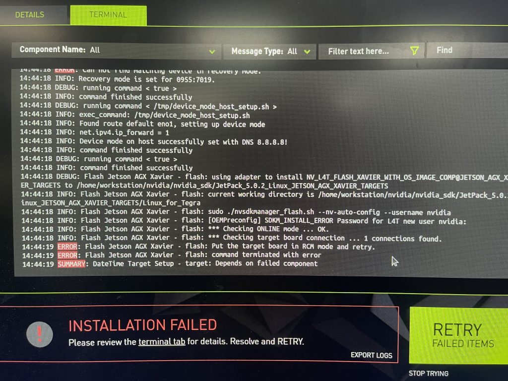 NvidiaAGXXavier刷机Jetpack5.0.2报错记录（已解决，非搬运）_datetime target setup