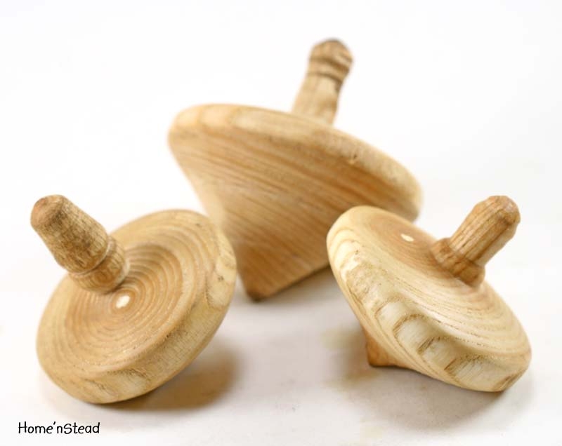 Hand Turned Spin Top All Natural Wooden Spinning Toy Tops Handmade
