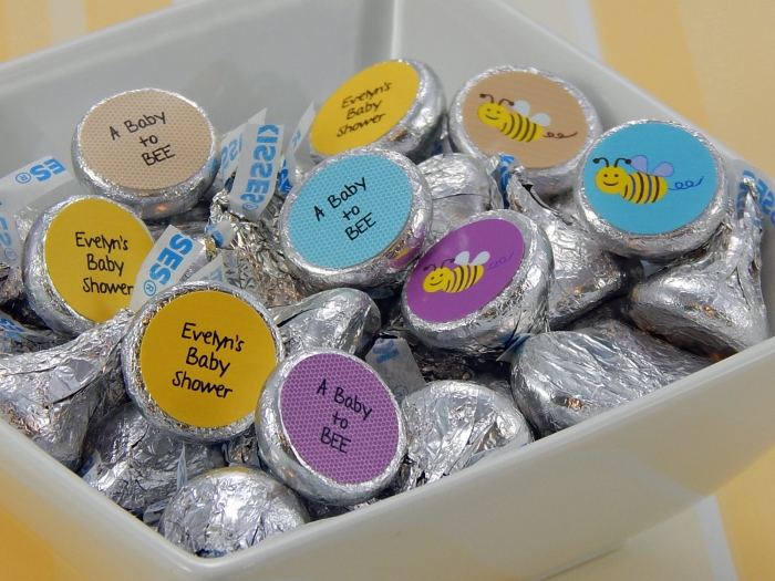 108 Printed Baby Shower Candy Labels, Baby to Bee, Personalized