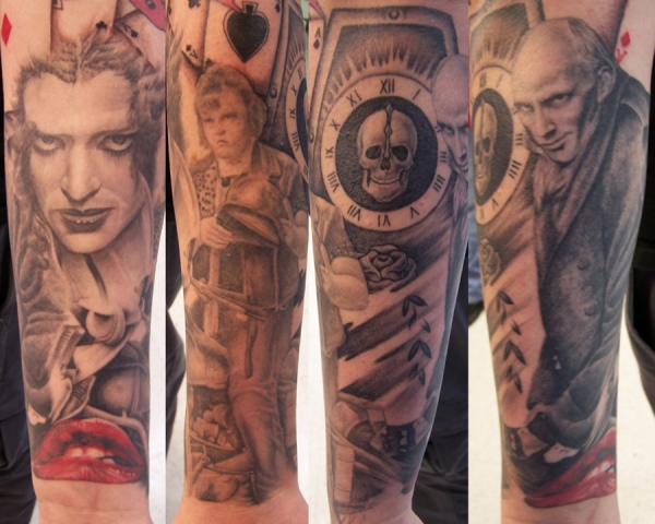 Low Lock tattoo Studio Ron Meyers Rocky Horror Sleeve Forearm