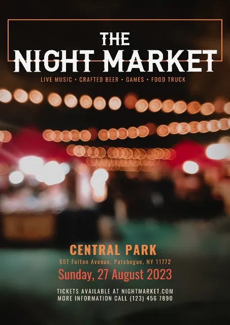 Events Central Park June 2023 Cental Park The Night Market Flyer Free Design Templates For All Creative Needs : Pixlr