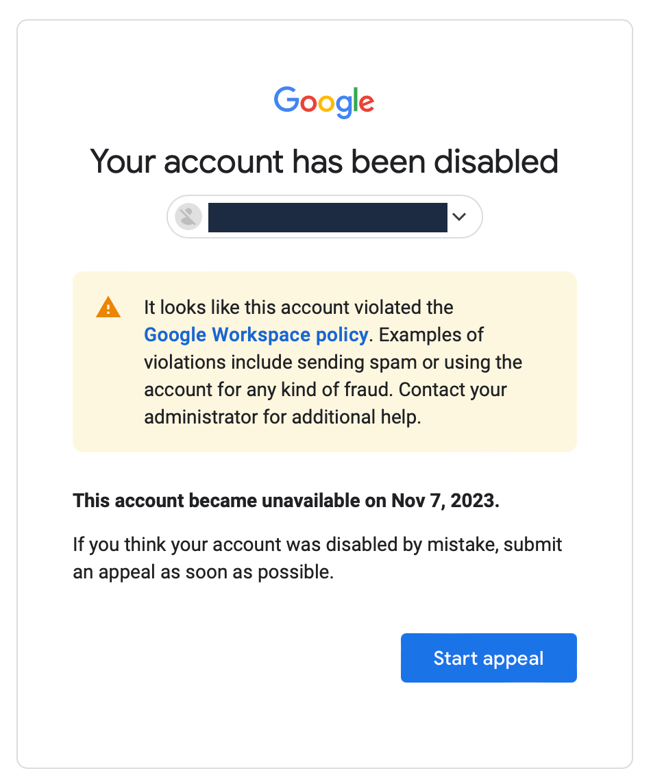 Google Workspace account suspended. No warning, no help. r/GMail