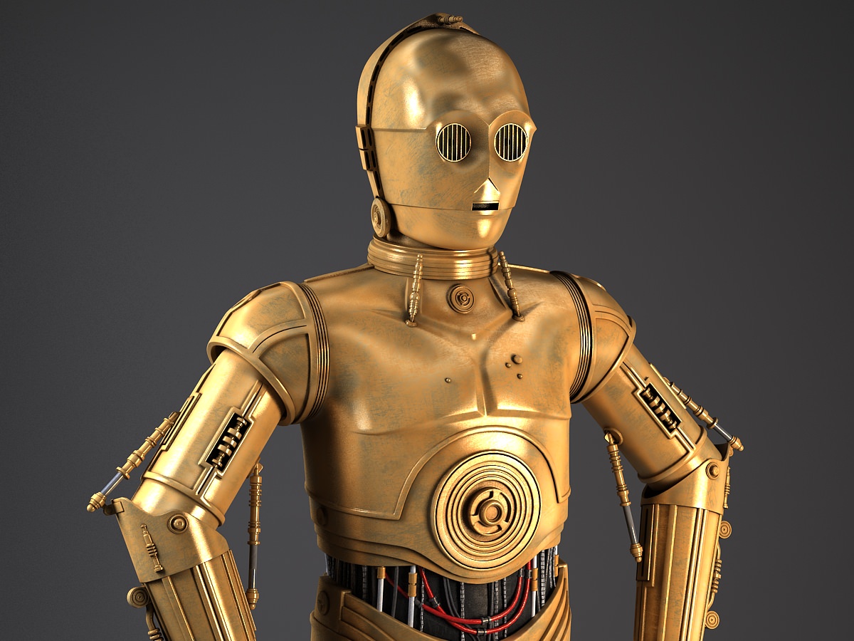 C3PO Star Wars Droid Robot 3D Model MAX OBJ 3DS FBX C4D LWO LW LWS