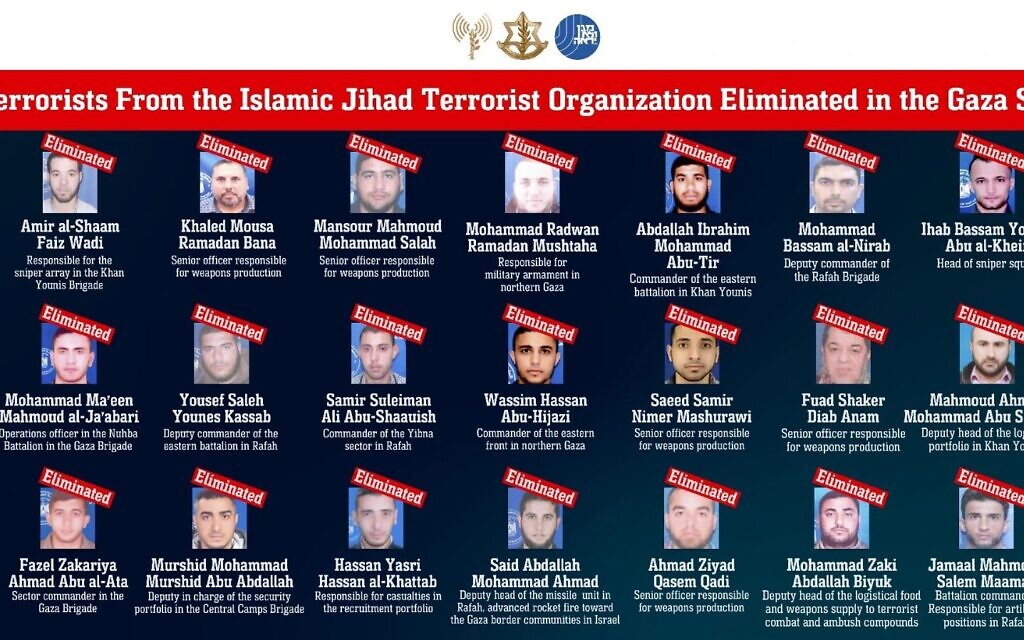 IDF names 21 ‘key’ Islamic Jihad operatives killed in recent Gaza