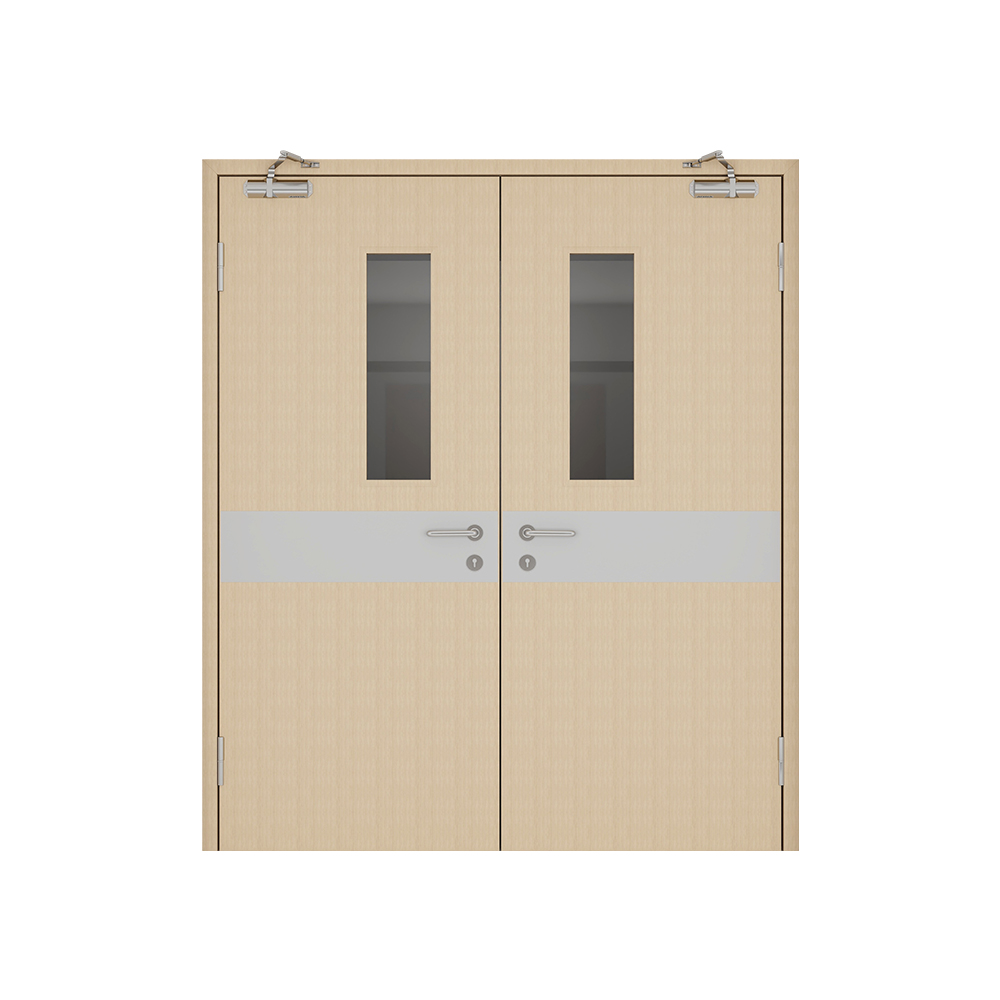 Modern design cutomized double door brown wooden hospital door with
