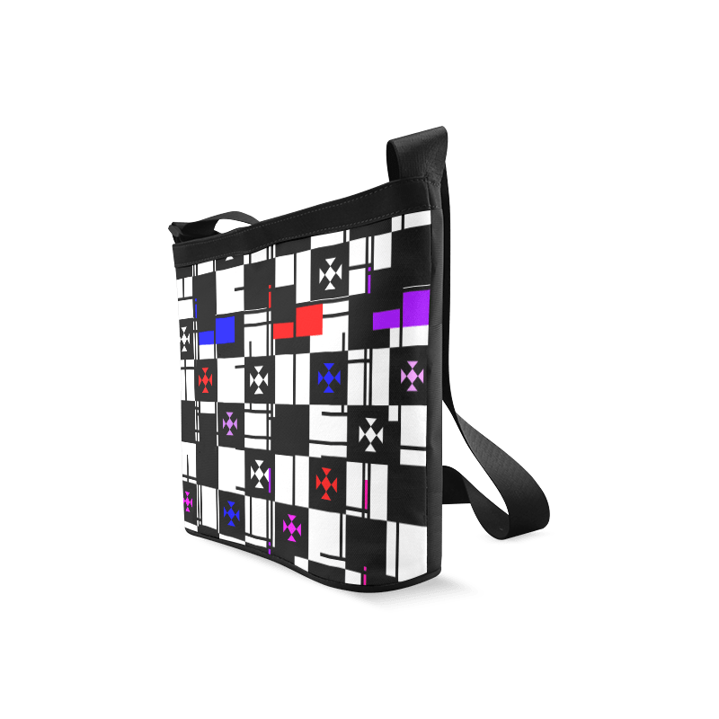 Squares, black,white Crossbody Bags (Model 1613) ID D187892