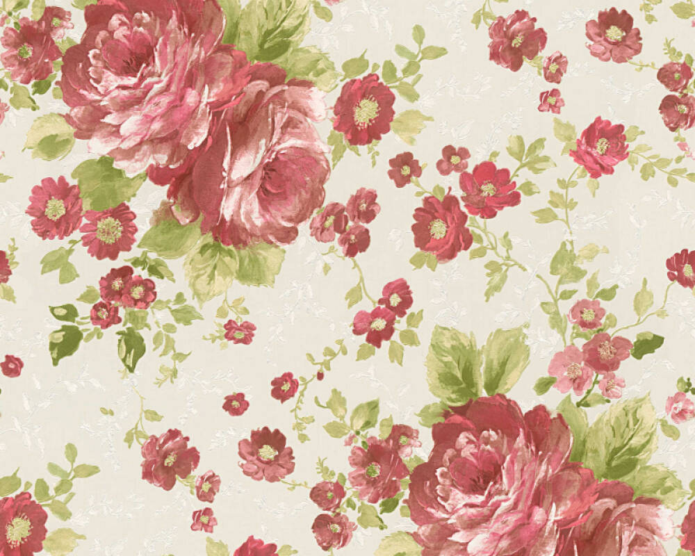 Cream And Red Floral Wallpaper / Vintage chocolate and cream ornament