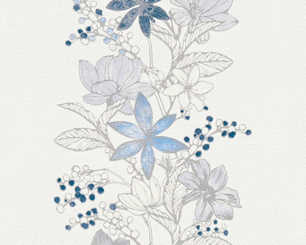 Blue And Silver Flower Wallpaper werohmedia