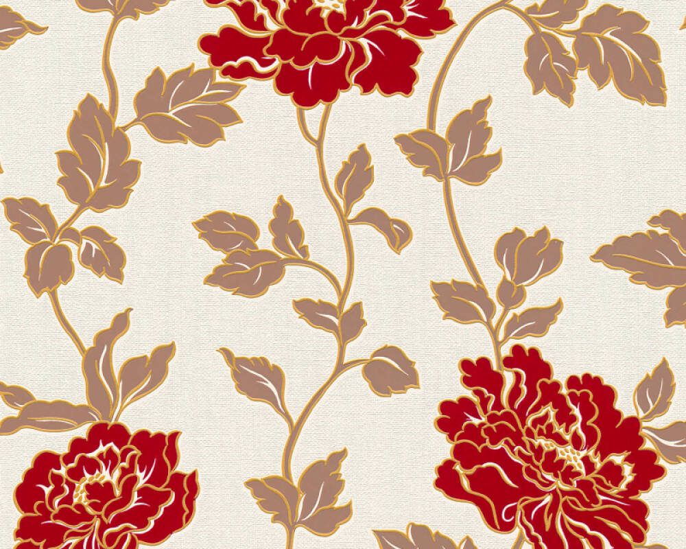 Cream And Red Floral Wallpaper / Vintage chocolate and cream ornament