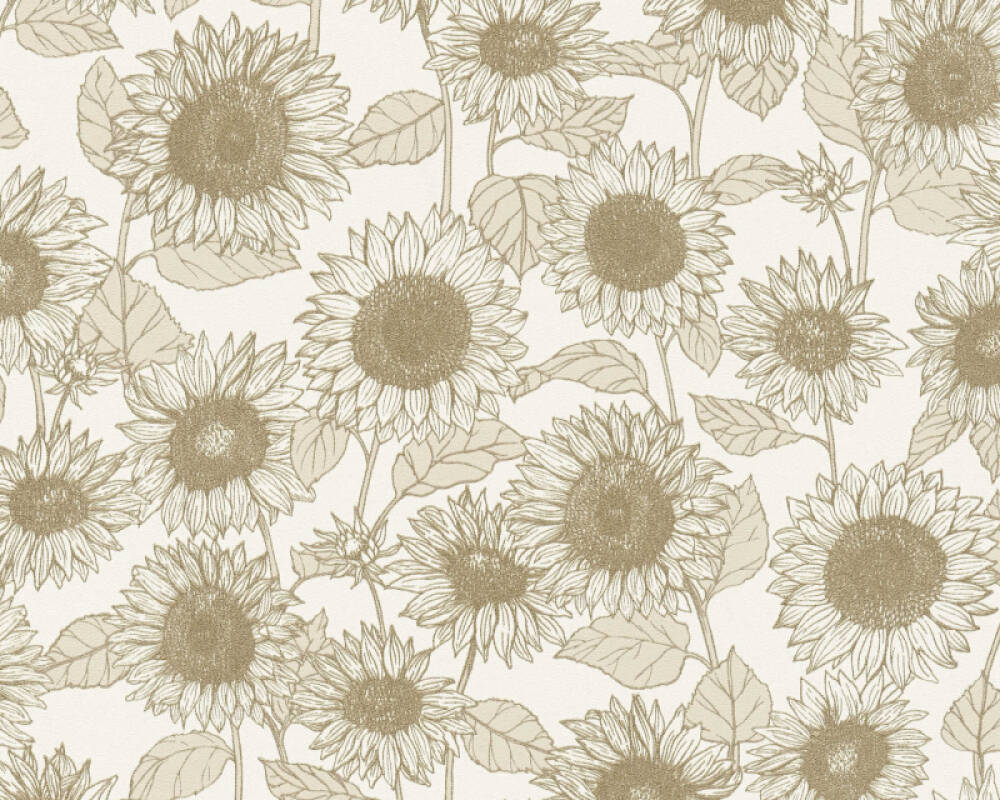 A.S. Création Wallpaper «Floral, Cream, Metallic, White» 376851