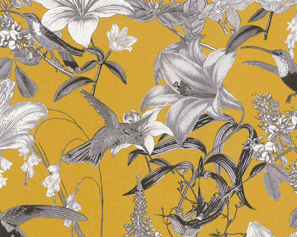 Architects Paper Wallpaper «Floral, Grey, White, Yellow» 377013