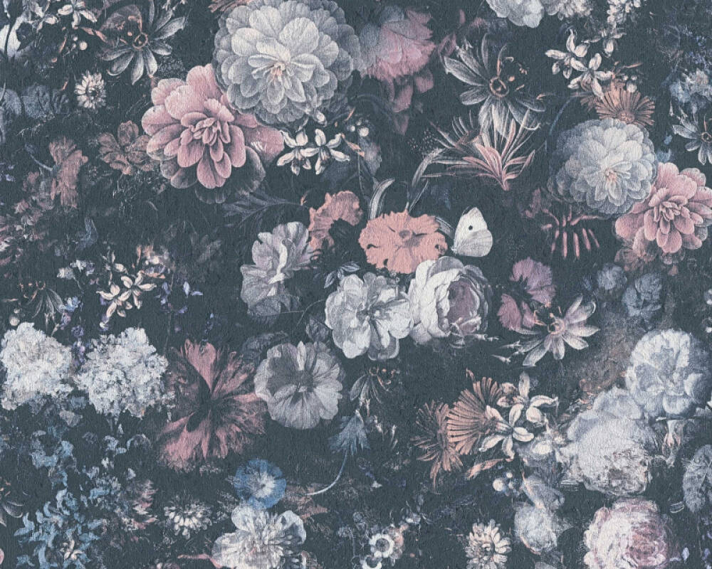 Pink And Black Floral Wallpaper