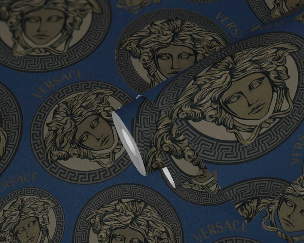 Versace Home Wallpaper «Graphics, Black, Blue, Gold, Metallic» 386113