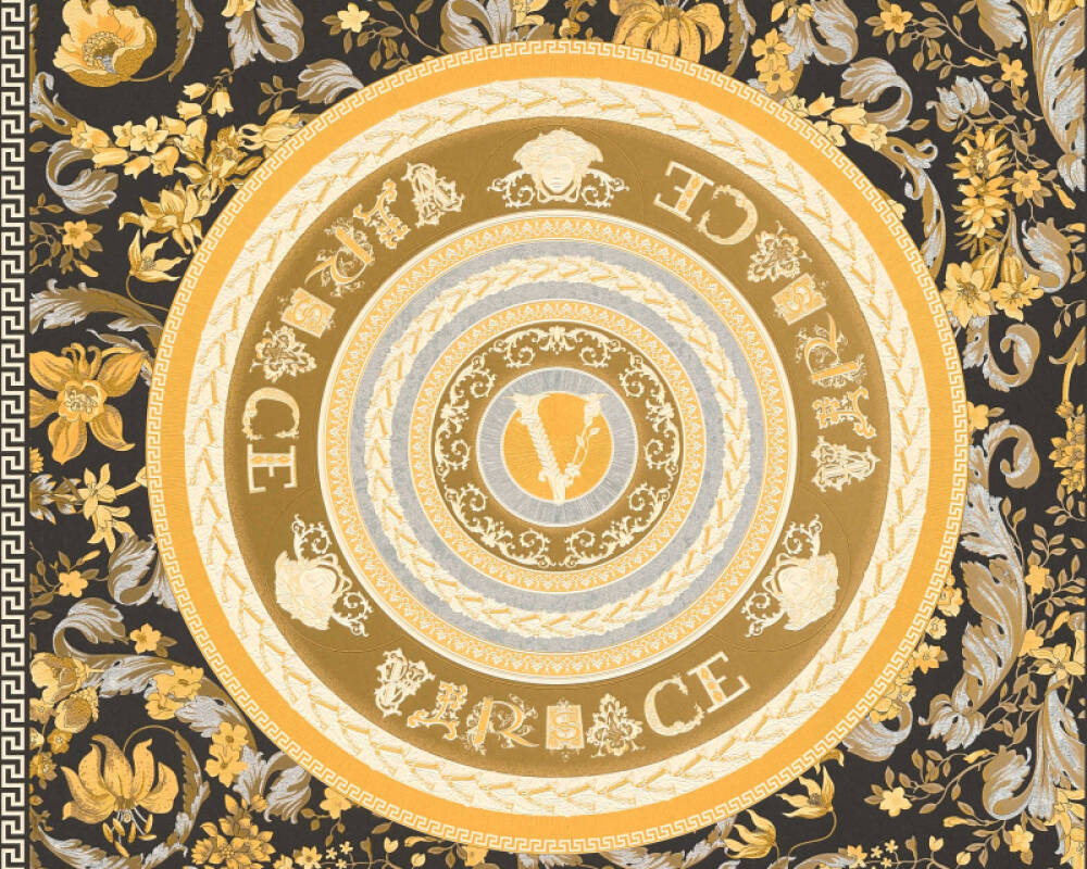 Versace Home Wallpaper «Baroque, Black, Gold, Metallic, Silver» 387055