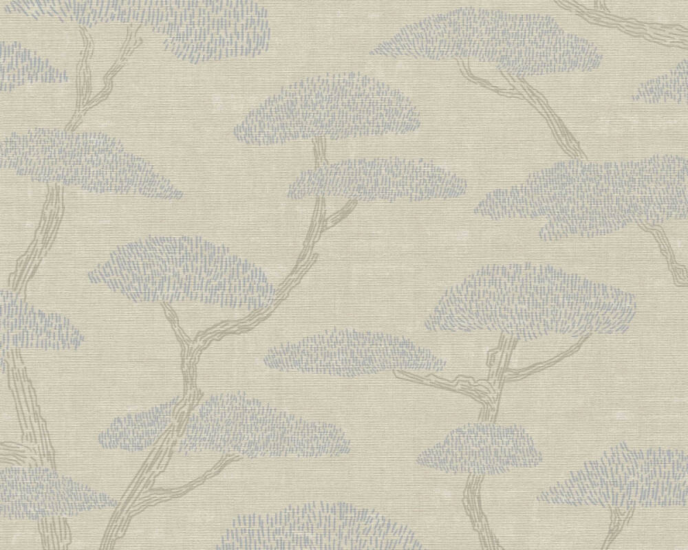 Private Walls Wallpaper «Floral, Beige, Blue, Grey, Taupe» 387411