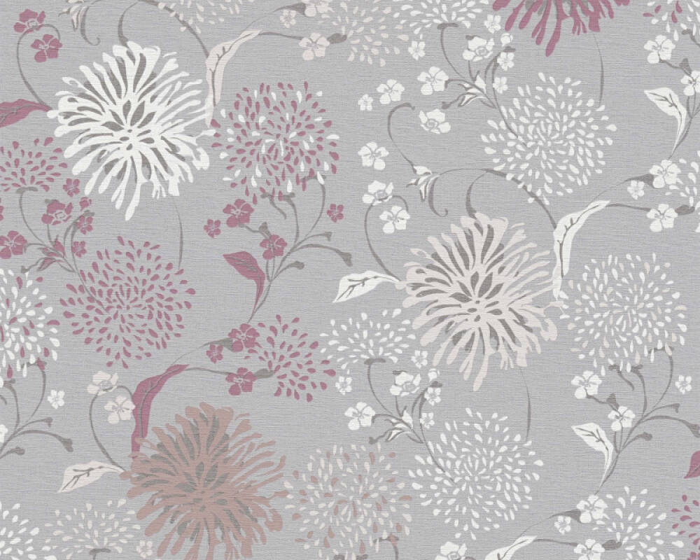 A.S. Création Wallpaper «Floral, Cream, Grey, Red, White» 389002