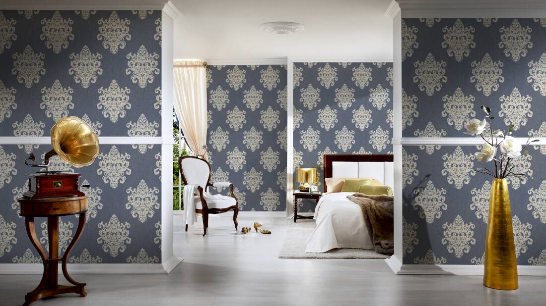 Blue And Gold Bedroom Wallpaper Shardiff World