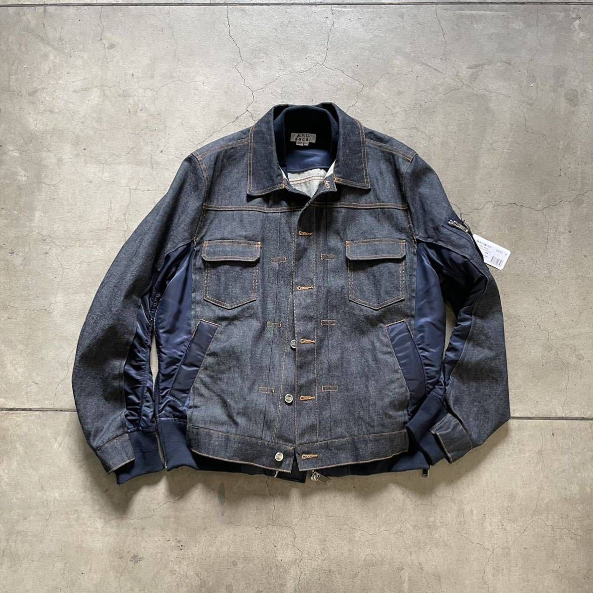 【未使用に近い】21ss sacai × APC / eimi denim jacket L デニムジャケット MA1 navy Gジャン