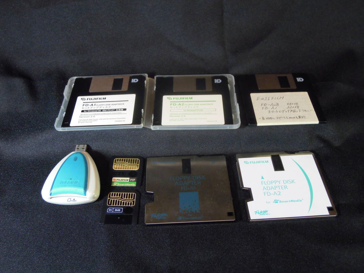 【全体的に状態が悪い】FUJIFILM SmartMedia スマートメディア 8MB 2枚 FDA1 FDA2 カードリーダー/ライター