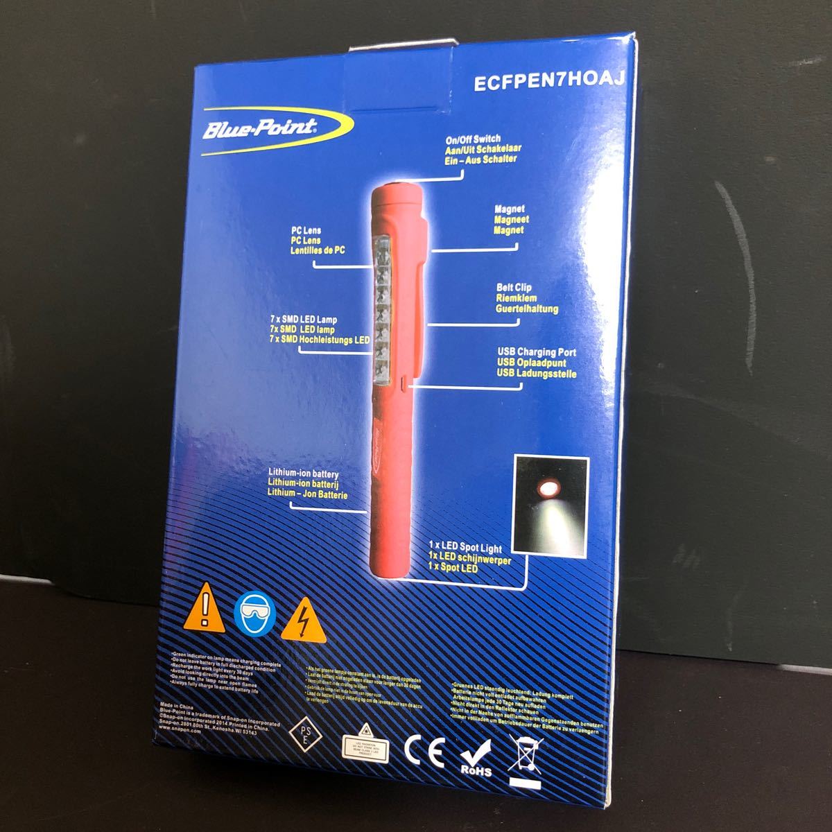 【未使用】新品 スナップオン ブルーポイント ペン型LEDライト 充電式 ペンライト ECFPEN7 レッド snap on blue