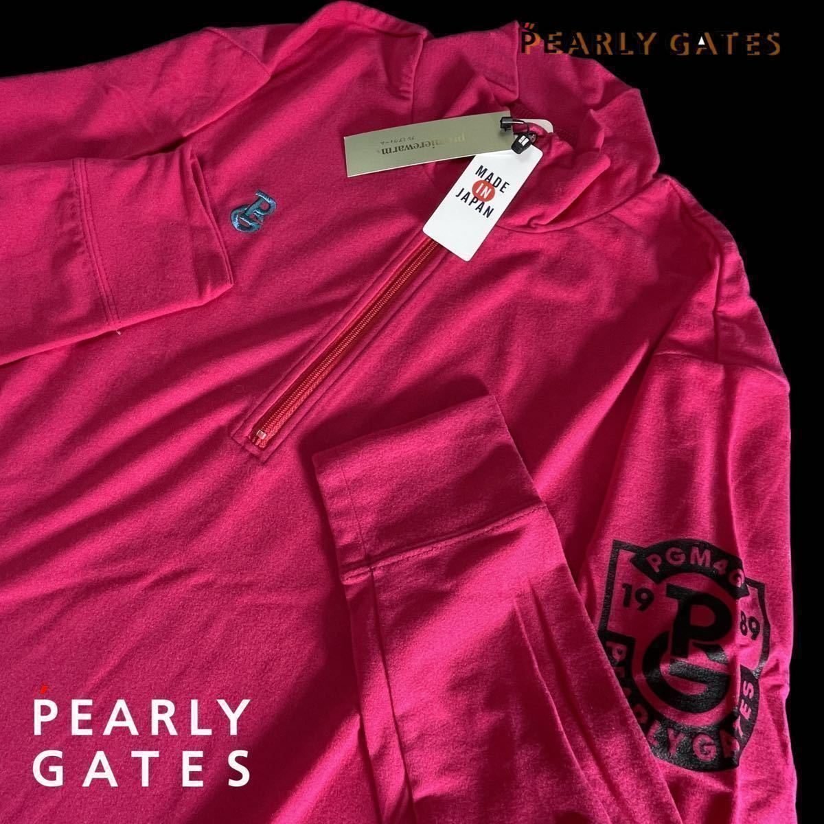 【未使用】本物 新品 52696145 PEARLY GATESパーリーゲイツ/5(サイズL)超人気 暖かい三菱レイヨン製素材・ハーフジップ