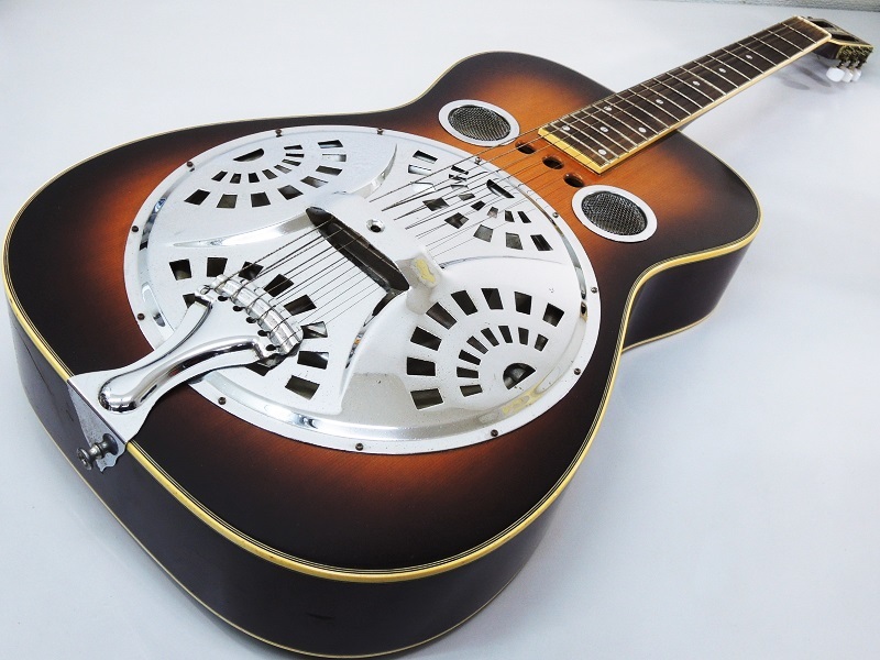 【やや傷や汚れあり】希少 トーチインレイ スロテッドヘッド メーカー不明 リゾネーターギター Resonator ブルース カントリー ブルー