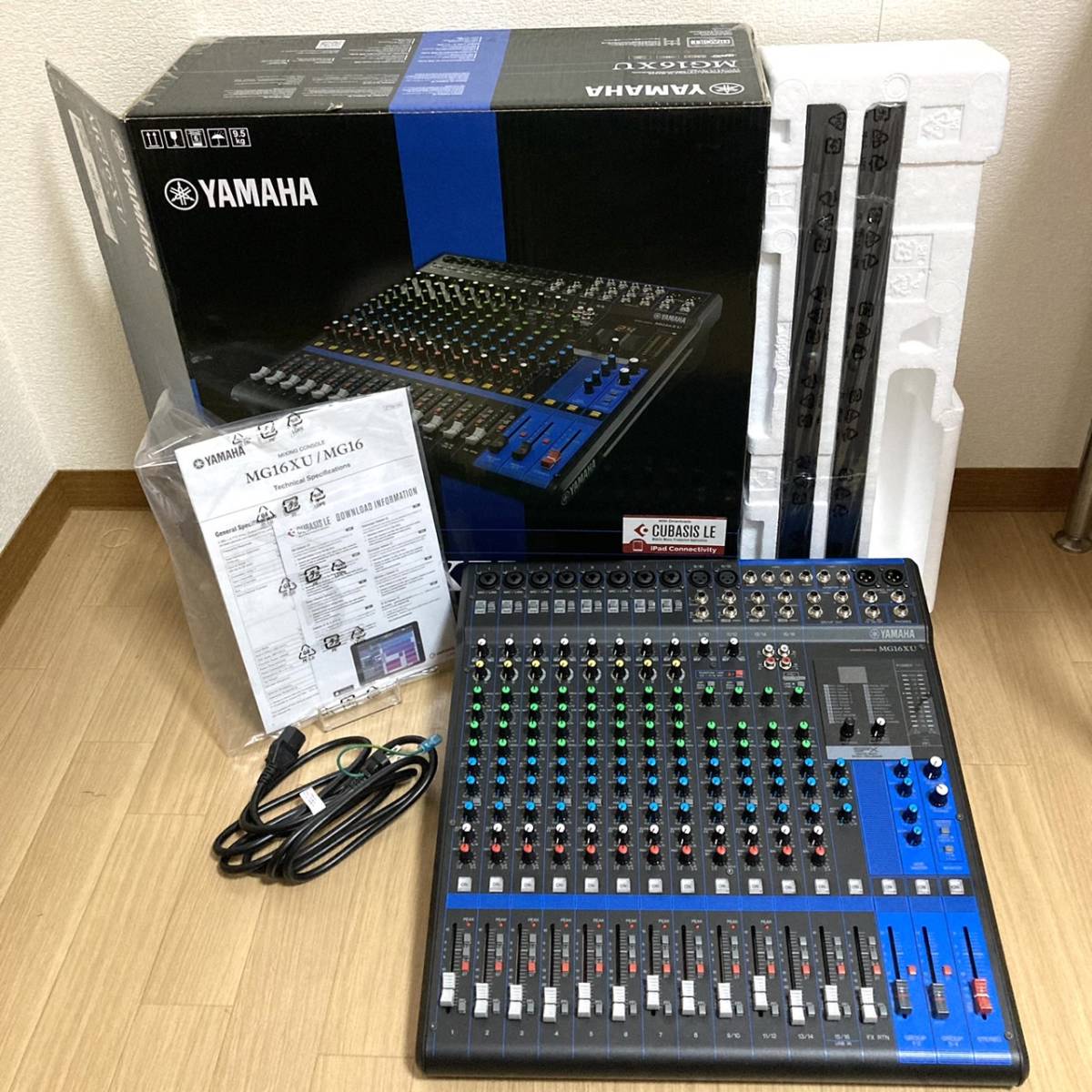 【目立った傷や汚れなし】美品!!YAMAHA ヤマハ ミキサー MG16XU 取説付 ラックマウントキット CUBASE AI未使用