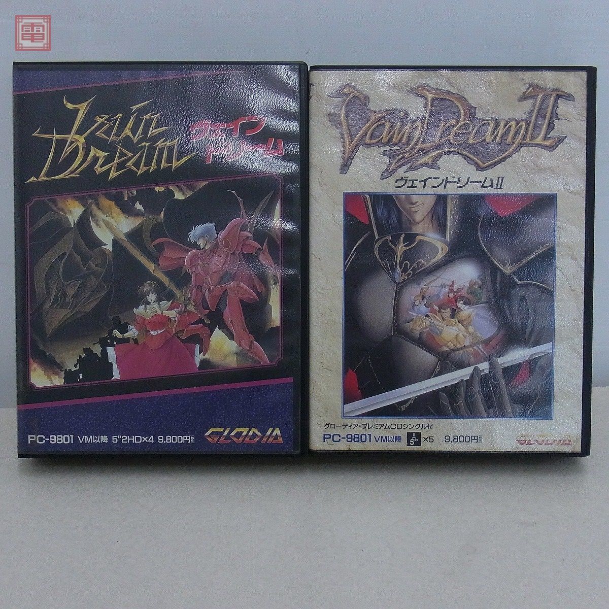 【全体的に状態が悪い】PC9801 5インチFD ヴェインドリーム Vain Dream/II グローディア GLODIA まとめて2本