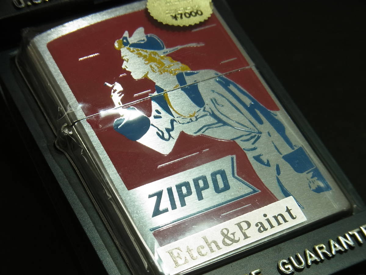 【未使用】(XX46) 1円スタート 新品 未着火 希少 Zippo Windy エッチング ペイント ジッポ アート ウィンディ ウィンディ