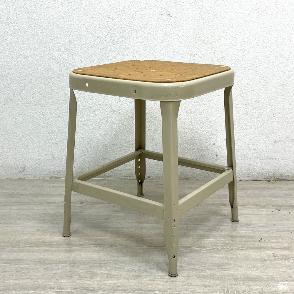 【やや傷や汚れあり】 リオン LYON ファクトリースツール FACTORY STOOL Sサイズ プッティーホワイト プレスウッドシート