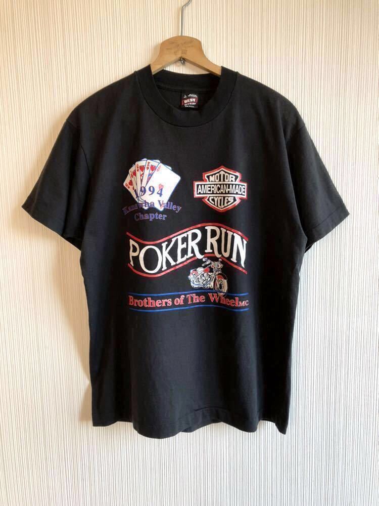 ★☆レア 90s USA製 VINTAGE POKER RUN 1994 ポーカーラン プリントTシャツ オールド ビンテージ MC ヘルズ
