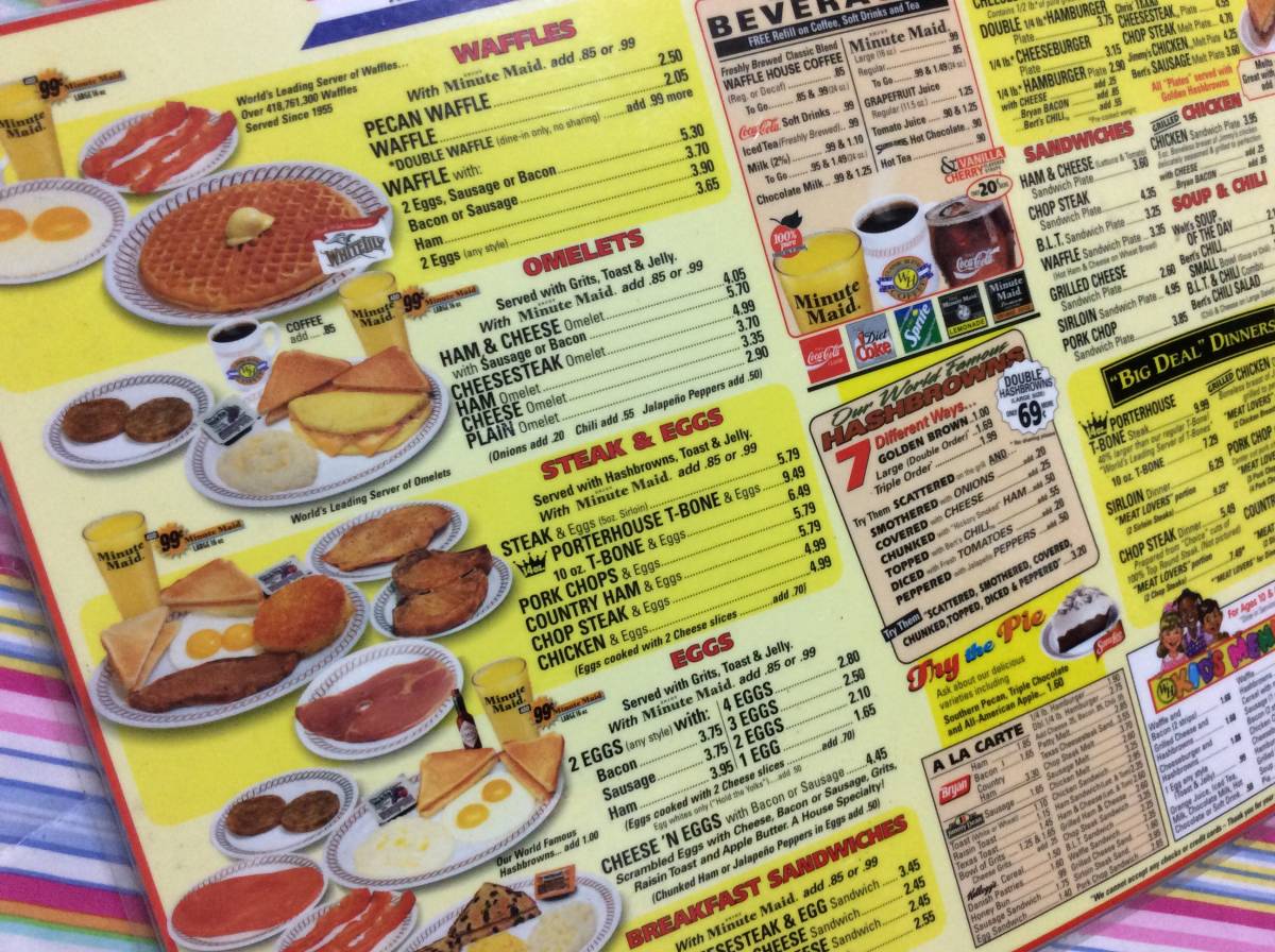 ワッフル ハウス オールド メニュー ファミレス USA アメリカ パンケーキ 年代物 アンティーク 入手困難 レア オシャレ 洋食 サンド