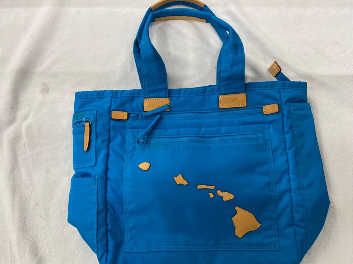 【やや傷や汚れあり】y18 Lanai TRANSIT HAWAII ラナイトランジットハワイ ナイロン ハンドバッグ ブルー ターコイズ