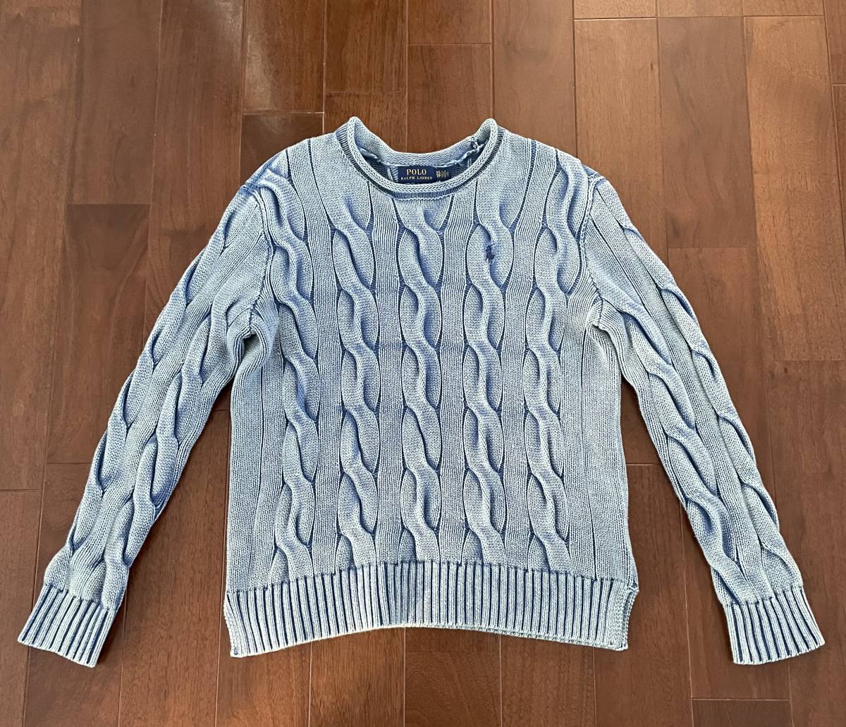 【やや傷や汚れあり】【珍カラー】ラルフローレン POLO Ralph LAUREN ケーブルニット セーター インディゴブルー デニム の落札