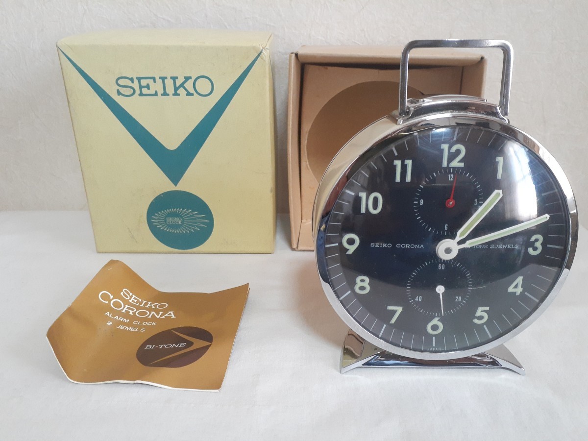 【未使用】デットストック 箱 取説付き SEIKO CORONA ALARM CLOCK 2 JEMELS BITONE セイコー コロナ