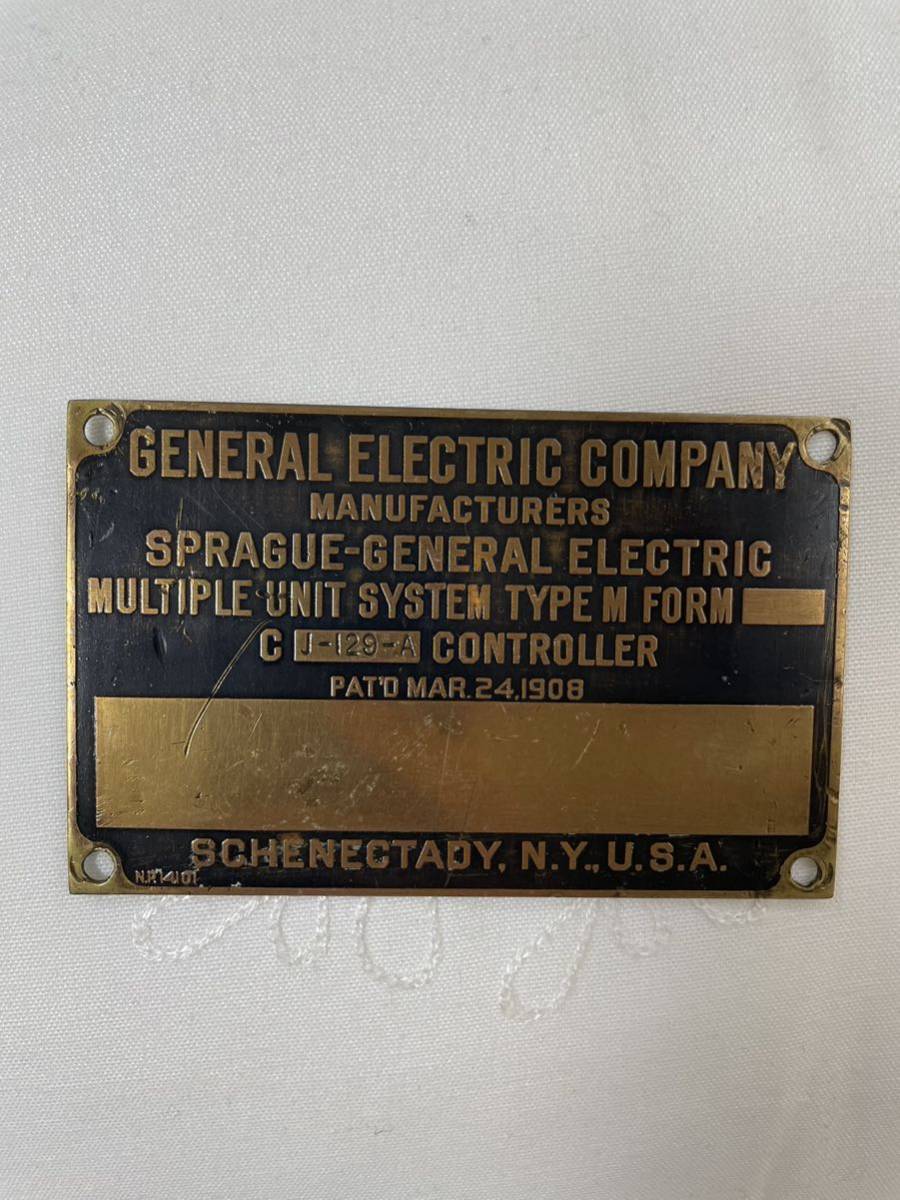 【やや傷や汚れあり】ゼネラルエレクトリック GENERAL ELECTRIC COMPANY 金属プレート USA ビンテージの落札情報詳細