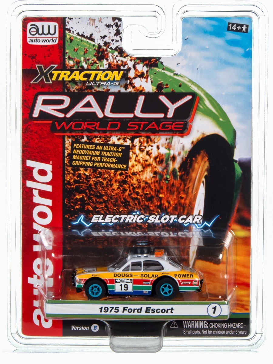 【未使用】AUTO WORLD XTRACTION 1975 FORD ESCORT W/ROOF RACK (YELLOW, WHITE