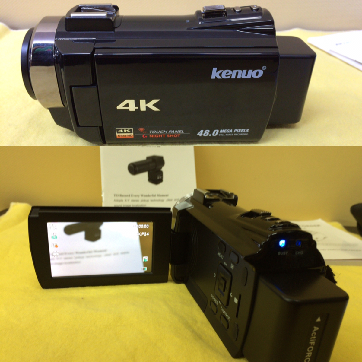 ∇美品 Kenuo デジタル4Kビデオカメラ HDV524KM ブラック系 外部マイク付 USB HDMI 接続可能 タッチパネル NF の